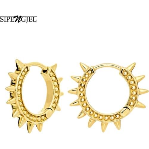 Fashion Gold Sunflower Hoop Earrings Gold Punk Hip Hop Geometry Earrings For Women Ins Jewelry