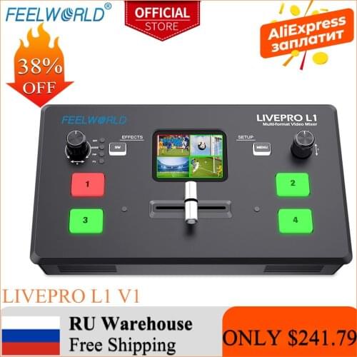 FEELWORLD Multi Format Video Mixer Switcher Live Streaming 4xHDMI Inputs USB3.0 Camera Production Youtube LIVEPRO L1 V1