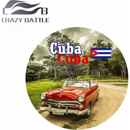 Crazy Battle 13cm x 13cm CUBA Flag Trunk Car Stickers Personality Computer Sticker Waterproof Decal Occlusion Scratch for VAN RV
