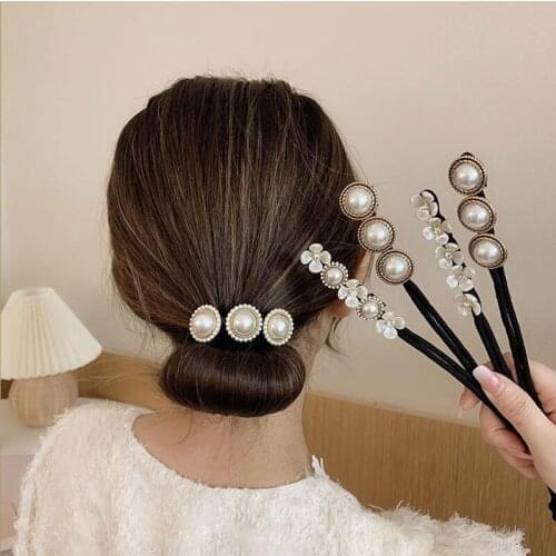 New Pearls Magic Bun Maker Hairbands Donut Pearl Flower Hair Bands Fashion Girls DIY Hairstyle Headband Tools Accessories