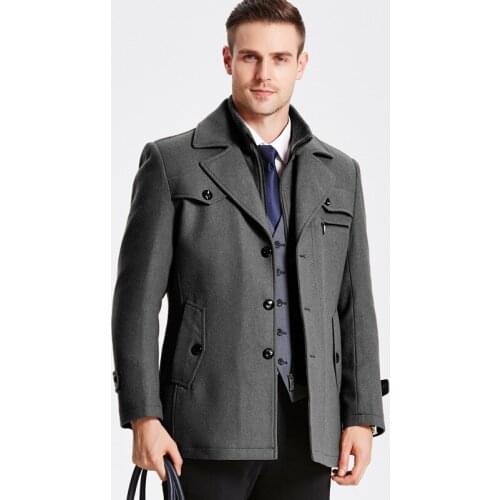New Winter Wool Coat Slim Fit Jackets Mens Casual Warm Outerwear Jacket and coat Men Pea Coat Size M-5XL DROP SHIPPING