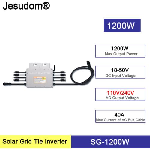 PV Smart Micro Inverter SG-1200W Input 18-50VDC to 100V-240VAC MPPT Grid Tie Inverter with 2.4G Monitoring Collector