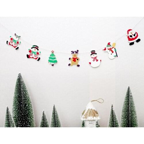 Christmas New Year Banner Wooden Bunting Garland Indoor Outdoor Party Holiday Xmas Hanging Decoration