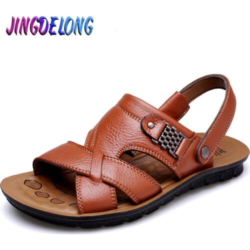 Brand Mens Gladiator Sandals Summer Fashion Rome Style Mens Beach Shoes Handwork Mens Shoes Outdoor Dual-purpose Mens Slippers