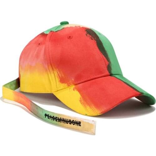 Tie-Dyed Hats, Matching Matching Mens And Womens Long-Strap Baseball Caps, Mens And Womens Summer Graffiti Caps
