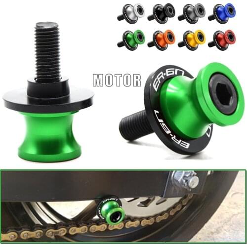 CNC Swing Arm Sliders Spools 10mm For Kawasaki ER 6N 2006-2016 Swingarm Stand Paddock Screws Slider For ER 6 N ER-6 N 10 mm M10