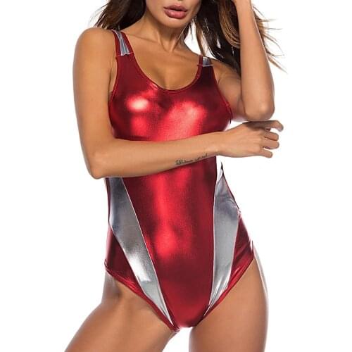 Sexy one-piece nightclub role-playing sexy charm underwear leather PU open back tight-fitting hollow ladies jumpsuit cover