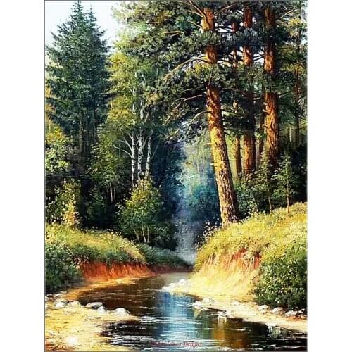 Pine Forest - Counted Cross Stitch Kits - DMC Color DIY Handmade Needlework for Embroidery 14 ct Cross Stitch Sets