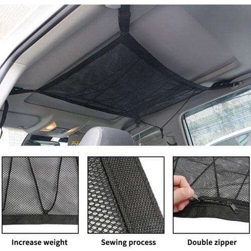 Car Roof Storage Bag Double-open Zipper Widely Used Car Mesh Bag 80*55cm Car Interior Accessories
