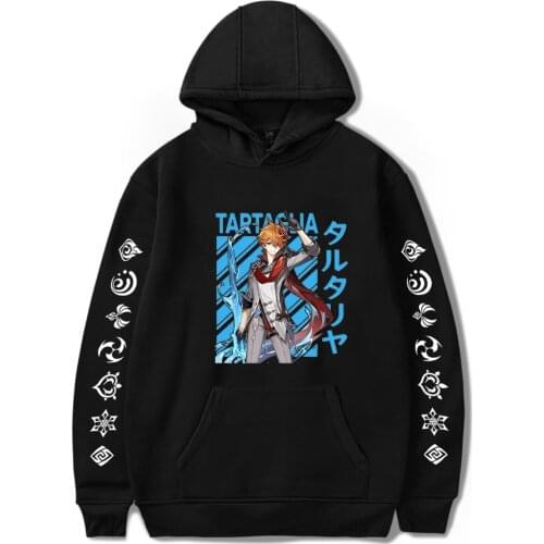 Hot Black Hooded Genshin Impact Unisex Hoodies Men Women Hip Hop Game Pullovers Casual Boys Girls Sweatshirts Autumn Tracksuits