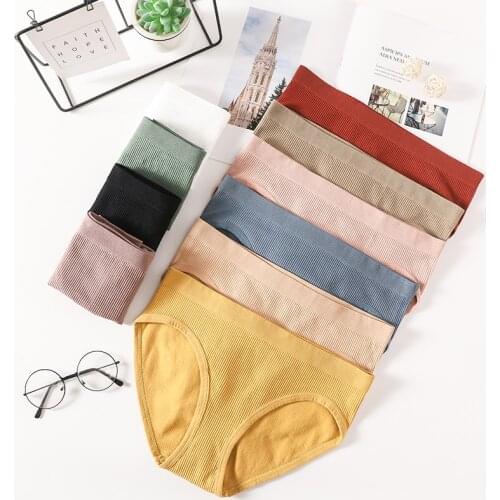 Panties For Women Underwear Soft Striped Solid Women Bikini Panties Female Sexy Lingerie Comfort Lingerie Low Waist Cotton Brief