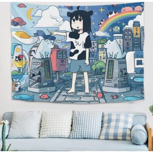 Kids Room Decoration Wall Hanging Tapestry Kawaii Home Decor Cute Anime Soft Tapestry Blanket Carpet For Bedroom Table Curtain