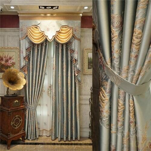 High quality royal noble embossed jacquard blackout curtains for bedroom classic and elegant living room hotel curtains