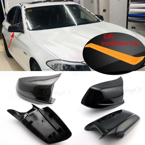 For BMW 5 Series F10 F11 F18 2010-13 Pre-LCI Black/Carbon Fiber Look Rearview Mirror Caps Car Door Wing Mirror Cover Replacement