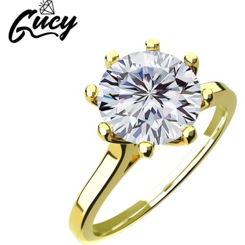 GUCY 925 Sterling Silver Plated Rings Moissanite Engagement Rings For Women Wedding Jewelry Gift