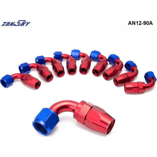 10pcs /set 90Degree AN12 Aluminum Oil cooler Hose Fitting Hose End Fuel Push-On Hose End fittings Adaptor AN12-90A