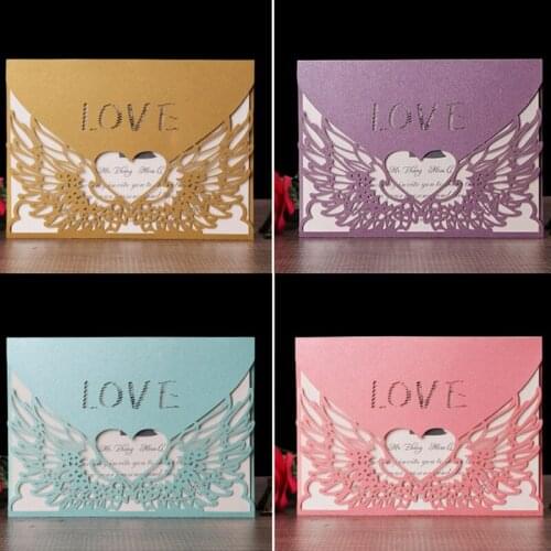 10Pcs Angel Wings Wedding Invitations Mariage Bride And Groom Baby Shower Party Supplies Favor Invite Party Supply