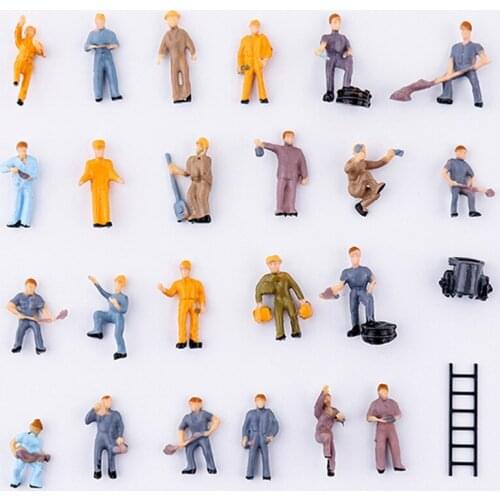 25Pcs/Set 1:87 HO Scale Figures Toys Railway Workers Figures Model Sand Table Railway Model