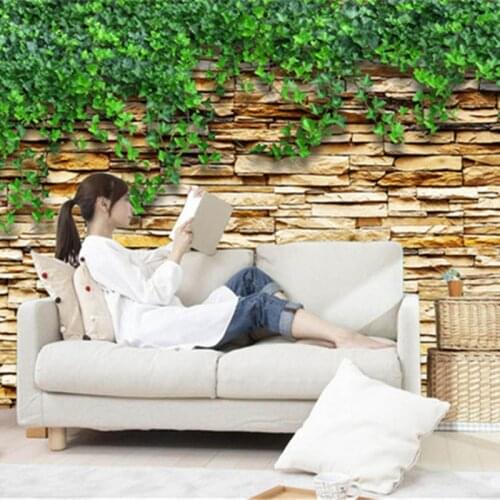 3D Custom Photo Wallpapers Brick Stone Wall Papers For Living Room TV Background Walls Murals Home Decor Woods Tree Leaves Mural