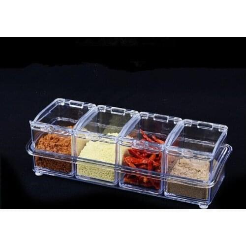 4pcs/lot New Kitchen Organizer Storage Boxes Spices Seasoning Jar Transparent Sugar Salt Bottle Kitchen Accessories OK 0631