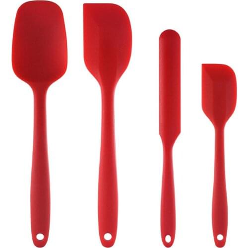 4pcs/pack Silicone Spatula Set Heat Resistant Baking Scraper Cream Butter Cake Spatula Cake Smoother Set Cake Decoration Tool