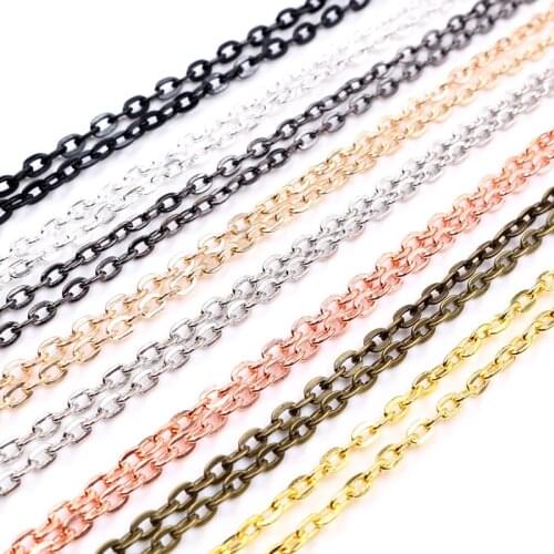 5pcs/lot 4*3mm Diameter 50 cm 70cm Length 8 Colors Plated Handmade Flattened Chain Necklace Connector For Charms Base and Tray