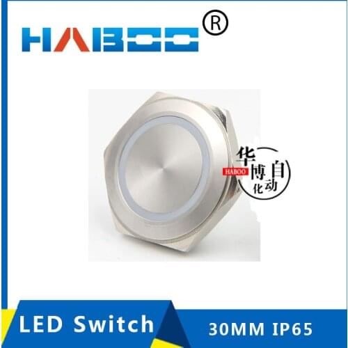 5pcs/lot waterproof push button switch 30mm momentary function IP65 lighting switch