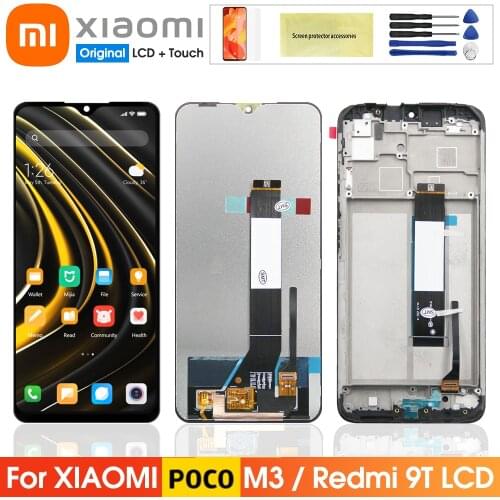 6.53" Original Screen For Xiaomi Poco M3 M2010J19CG LCD Display Touch Screen Panel Digitizer With Frame For Xiaomi Poco M3