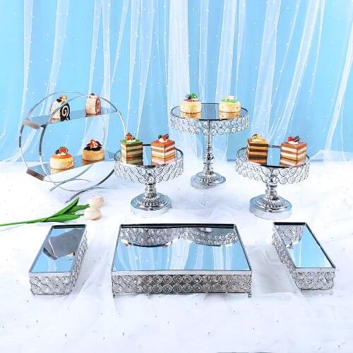 7pcs Silver cake stands, Cupcake trays, cake tools, Home decor, Dessert tables, Banquet vendors, Wedding Displays