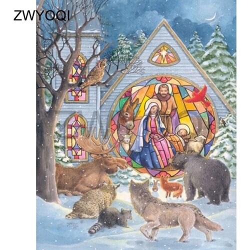 5D DIY Diamond embroidery Full Round Diamond painting Cross stitch Virgin Mary Wolf Full Square Diamond mosaic Virgin Mary Wolf