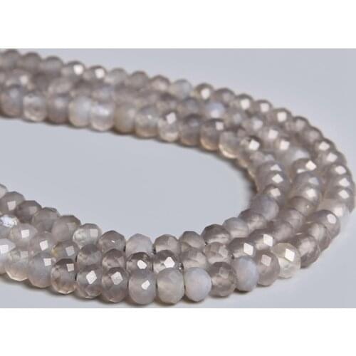 4x6mm Natural Gray Round Faceted Agates Stone Spacer Beads bracelet earring necklace Charm For Jewelry Making Accessory handmade