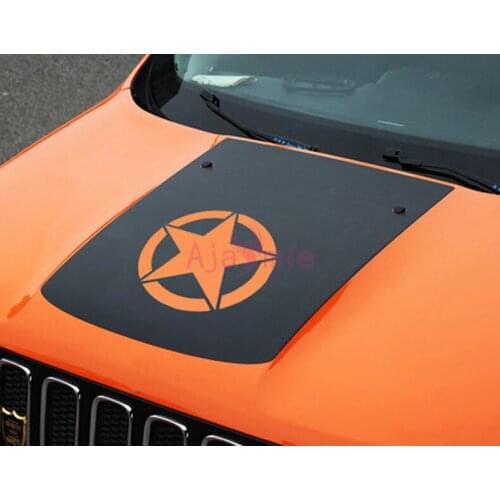 Carbon Fiber Color Car Hood Film Army Star Car Sticker Protector Styling 2016-2018 For Jeep Renegade Accessories