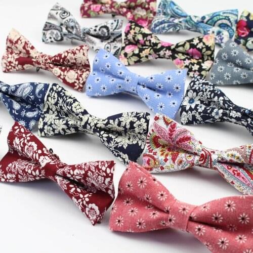Floral Men Bowtie Tuxedo Cotton Designer Colorful Butterfly Flower Rose Paisley Bowties Wedding Party Casual Cravat Bow Tie