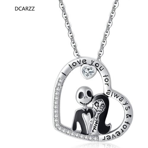 Hanreshe Heart Pendant Necklace I Love You for Always Forever Jewelry Silver Plated Before Christmas Crystal Necklace Woman Gift