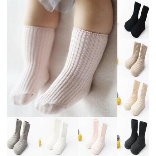 0-4 Years Baby Knit Socks Anti-Slip Baby Boy Girl Cotton Socks For Newborn Infant Toddler Solid Ribbed Soft Ankle Socks