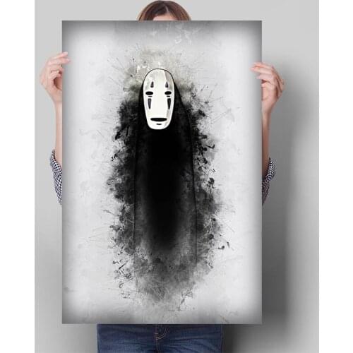 Hayao Miyazaki Anime Movie Poster Ink Faceless Man Unframe HD Canvas Painting Wall Decoration Picture Living Room Home Decor
