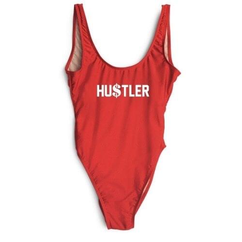 HUSTLER One Piece suit Bikini high cut swimwear beachwear monokini Rompers backless jumpsuit women sexy funny bathing suit
