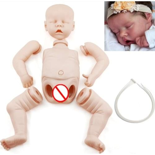 Reborn Doll 17 Inch 44CM Unpainted Unfinished Cloth Body All Silicone Body Blank Kit Realistic Newborn Bebe Parts DIY Kit