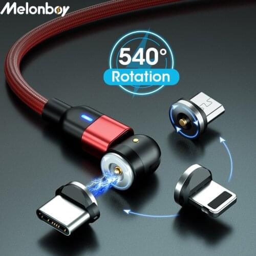 1m 2m 3m Magnetic Charger Cable Micro USB Type C Phone Charging Cable For Samsung Xiaomi USB Cord Wire 540 Degree Roating