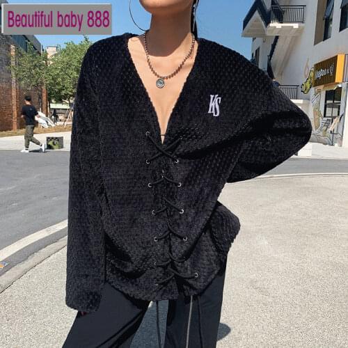 Meqeiss fall winter high quality knitting long Jacket womens Harajuku black V-neck coat mujer 2021 pure Elegant leisure Outwear