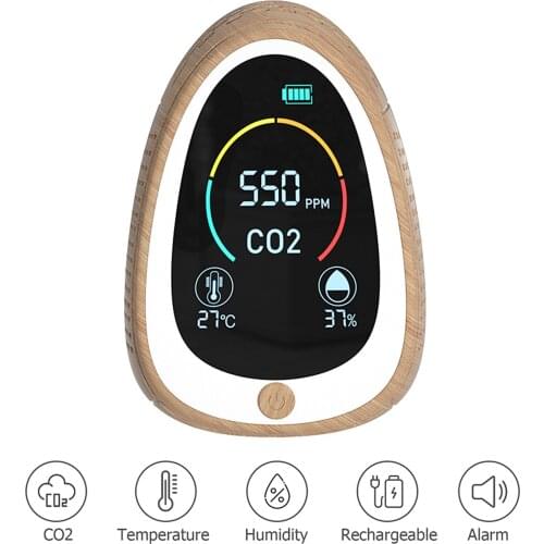 Air Quality Monitor CO2 Alarm Detector with LCD Screen Indoor Temperature Humidity Display Carbon Dioxide Tester