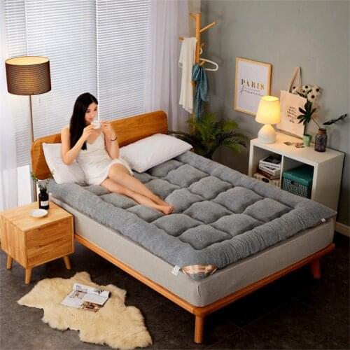 Soft Lamb Cashmere Fold Tatami Mattress Adults Single Double Bedroom Bedding Furniture Mattress Thick Warm Mat With Straps