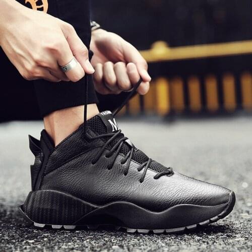 New Trend Young Men Genuine Leather Casual Shoes Lace Up Fashion Male Shoes Leisure Height Increased Comfortable Shoes N10-83
