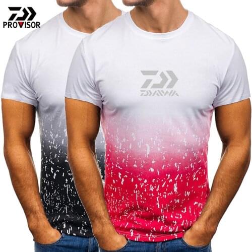 New Mens T-Shirt Short Sleeve Men DAIWA Fishing T Shirt For Male Big Size Sport Printing Top Sportwear Man Fishing Clothing