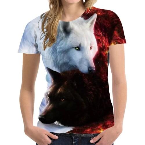 2022 New Hot Sale Short-sleeved Summer 3dt Shirt Ventilation Wolf Head Print Short-sleeved Couple T-shirt Animal Top Streetwear