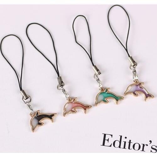 New Design 1 Piece High Quality Cartoon Animal Dolphin Mobile Phone Strap Cute Anime Keychains Lanyard Decoration Accessory
