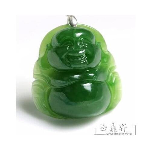 Need flawless spinach green jade and nephrite jade pendant Buddha Maitreya public pendant jade pendant female models