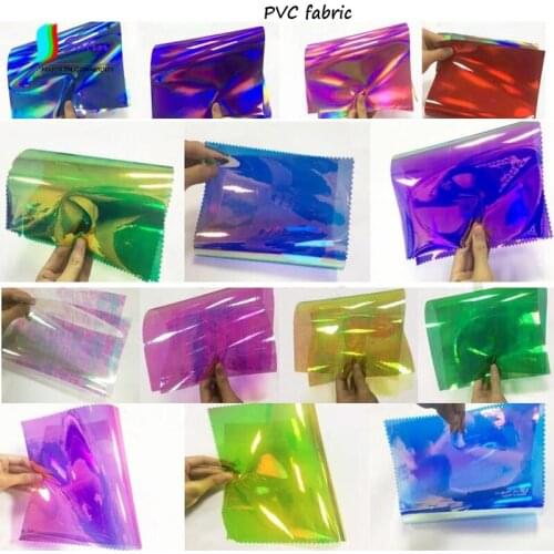 Diy Shoes,Bag Rain Clothes Crafts Colorful Laser Frosted Smooth Surface Soft PVC Fabric,Stage Show Dress Cloth Material A0200L