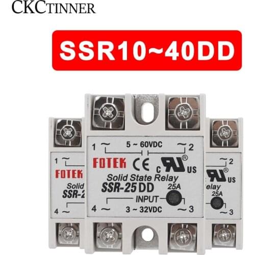 SSR -10DD 25DD 40DD DC Control DC SSR White Shell Single Phase Solid State Relay 5~60VDC TO 3~32VDC