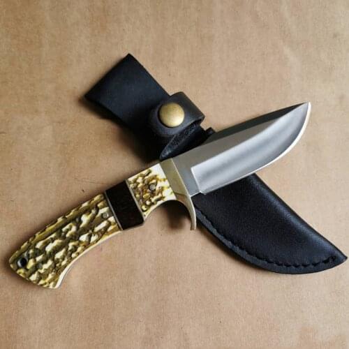 Fixed Blade Knif Handmade High hardness stainless steel Hunting Knife Camping Survival Fixed Blade Tactical Knife Antlers handle